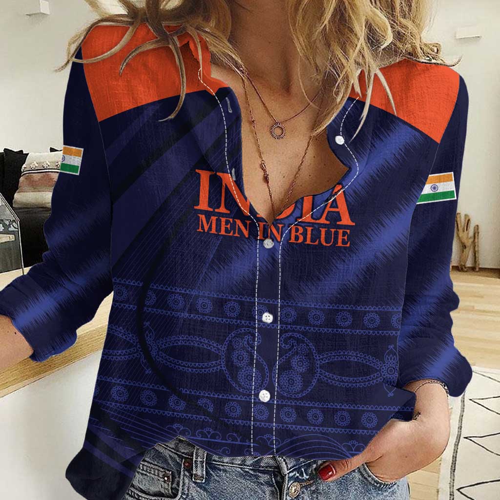 Custom India Cricket Women Casual Shirt Go Men In Blue Sporty Version