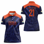 Custom India Cricket Women Polo Shirt Go Men In Blue Sporty Version