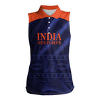 Custom India Cricket Women Sleeveless Polo Shirt Go Men In Blue Sporty Version