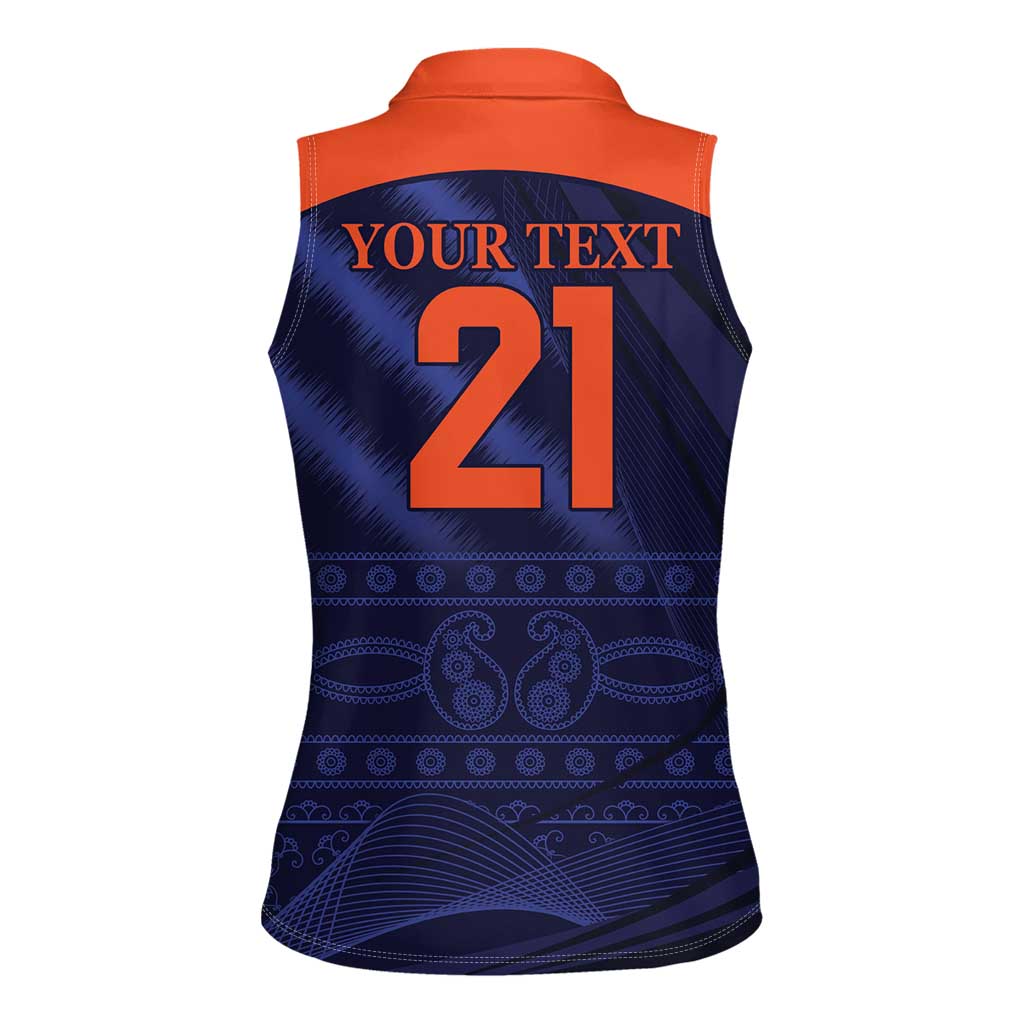 Custom India Cricket Women Sleeveless Polo Shirt Go Men In Blue Sporty Version
