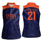 Custom India Cricket Women Sleeveless Polo Shirt Go Men In Blue Sporty Version