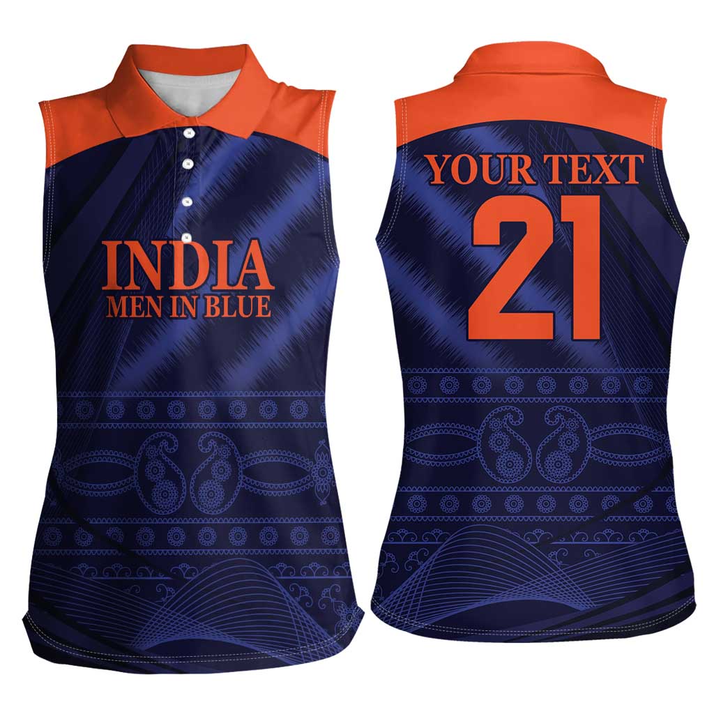 Custom India Cricket Women Sleeveless Polo Shirt Go Men In Blue Sporty Version