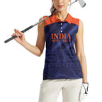 Custom India Cricket Women Sleeveless Polo Shirt Go Men In Blue Sporty Version