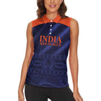 Custom India Cricket Women Sleeveless Polo Shirt Go Men In Blue Sporty Version