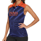 Custom India Cricket Women Sleeveless Polo Shirt Go Men In Blue Sporty Version
