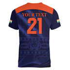 Custom India Cricket Women V-Neck T-Shirt Go Men In Blue Sporty Version