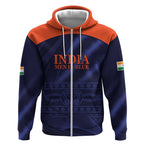 Custom India Cricket Zip Hoodie Go Men In Blue Sporty Version