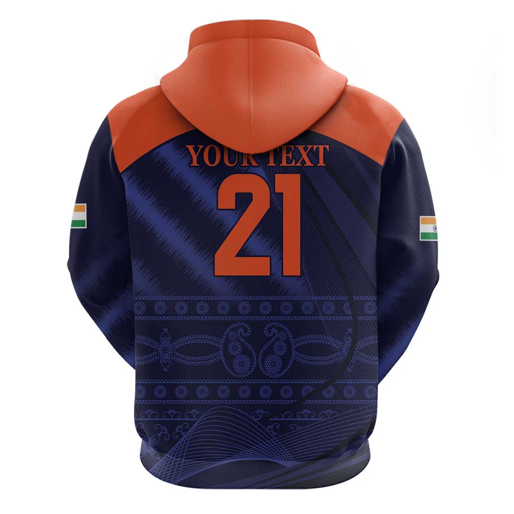 Custom India Cricket Zip Hoodie Go Men In Blue Sporty Version