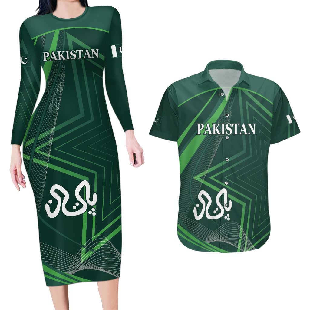 Custom Pakistan Cricket Couples Matching Long Sleeve Bodycon Dress and Hawaiian Shirt Go Shaheens Sporty Version