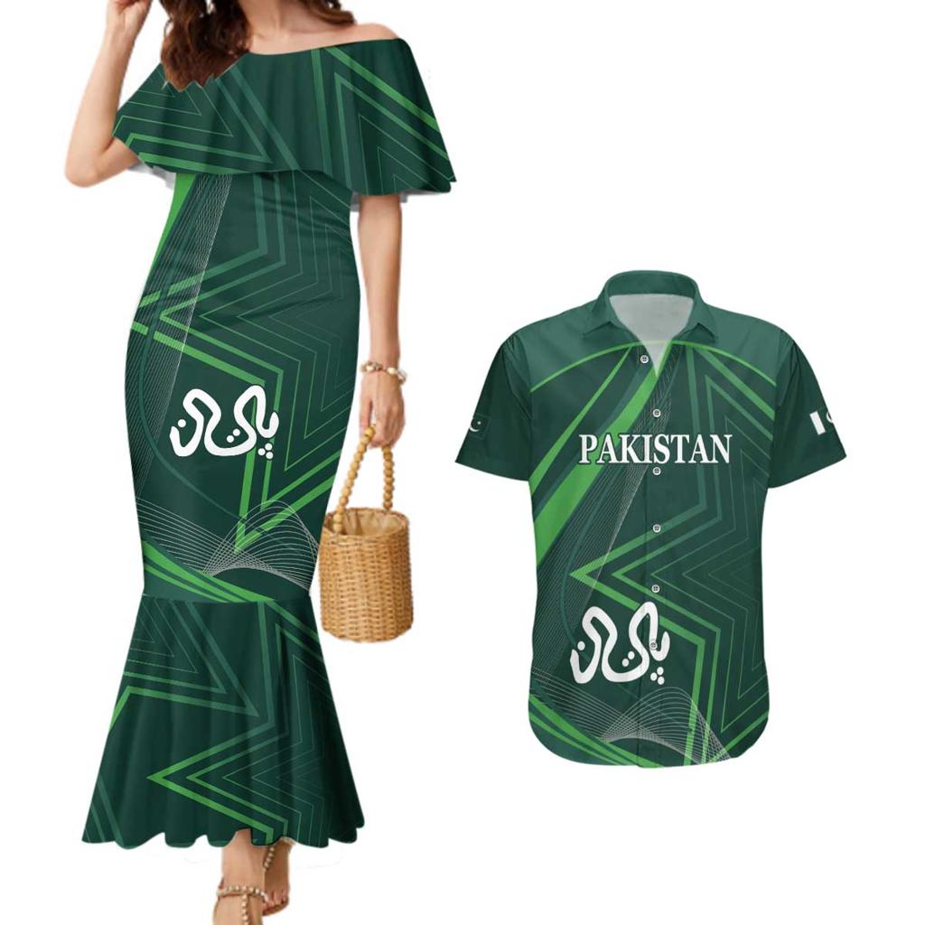 Custom Pakistan Cricket Couples Matching Mermaid Dress and Hawaiian Shirt Go Shaheens Sporty Version