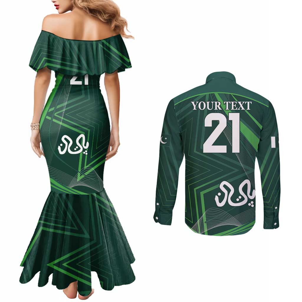 Custom Pakistan Cricket Couples Matching Mermaid Dress and Long Sleeve Button Shirt Go Shaheens Sporty Version