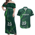 Custom Pakistan Cricket Couples Matching Off Shoulder Maxi Dress and Hawaiian Shirt Go Shaheens Sporty Version