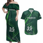 Custom Pakistan Cricket Couples Matching Off Shoulder Maxi Dress and Hawaiian Shirt Go Shaheens Sporty Version