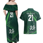 Custom Pakistan Cricket Couples Matching Off Shoulder Maxi Dress and Hawaiian Shirt Go Shaheens Sporty Version