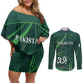 Custom Pakistan Cricket Couples Matching Off Shoulder Short Dress and Long Sleeve Button Shirt Go Shaheens Sporty Version