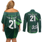 Custom Pakistan Cricket Couples Matching Off Shoulder Short Dress and Long Sleeve Button Shirt Go Shaheens Sporty Version