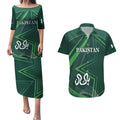 Custom Pakistan Cricket Couples Matching Puletasi and Hawaiian Shirt Go Shaheens Sporty Version