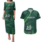 Custom Pakistan Cricket Couples Matching Puletasi and Hawaiian Shirt Go Shaheens Sporty Version