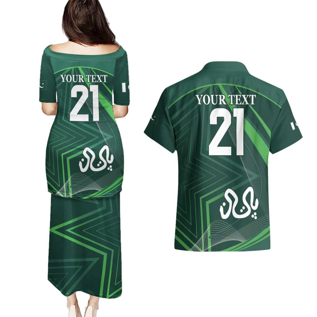 Custom Pakistan Cricket Couples Matching Puletasi and Hawaiian Shirt Go Shaheens Sporty Version