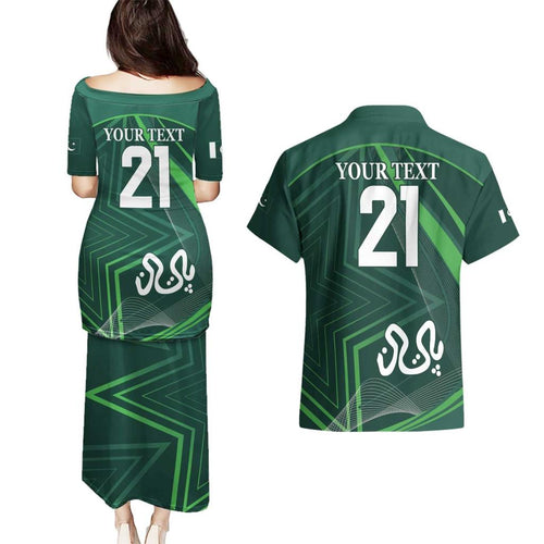 Custom Pakistan Cricket Couples Matching Puletasi and Hawaiian Shirt Go Shaheens Sporty Version