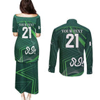 Custom Pakistan Cricket Couples Matching Puletasi and Long Sleeve Button Shirt Go Shaheens Sporty Version