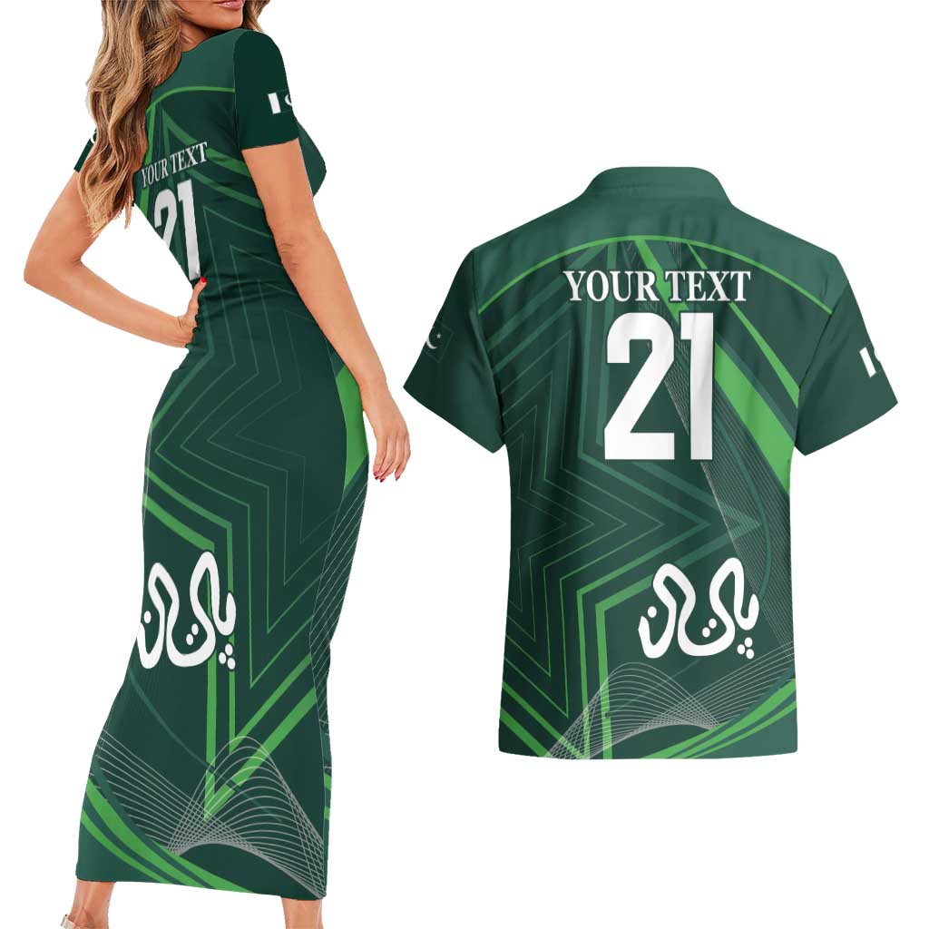 Custom Pakistan Cricket Couples Matching Short Sleeve Bodycon Dress and Hawaiian Shirt Go Shaheens Sporty Version