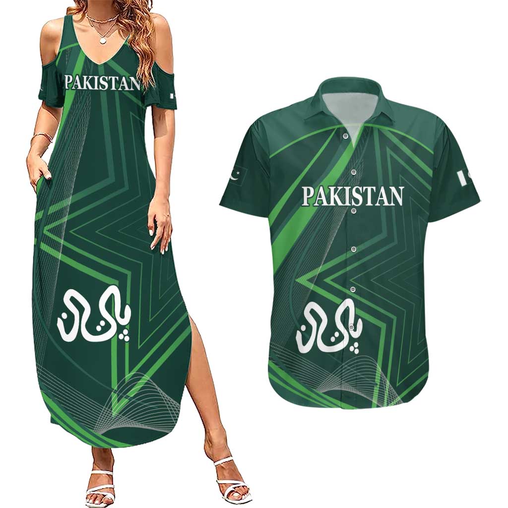 Custom Pakistan Cricket Couples Matching Summer Maxi Dress and Hawaiian Shirt Go Shaheens Sporty Version