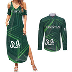 Custom Pakistan Cricket Couples Matching Summer Maxi Dress and Long Sleeve Button Shirt Go Shaheens Sporty Version
