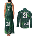 Custom Pakistan Cricket Couples Matching Tank Maxi Dress and Long Sleeve Button Shirt Go Shaheens Sporty Version