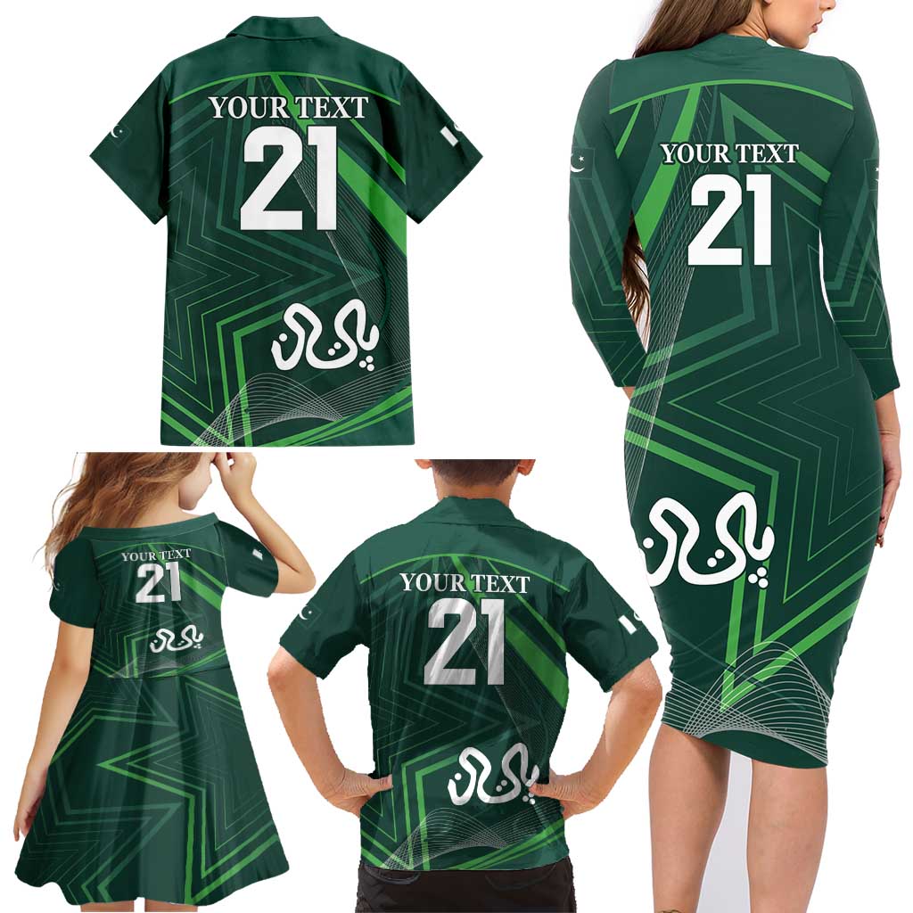 Custom Pakistan Cricket Family Matching Long Sleeve Bodycon Dress and Hawaiian Shirt Go Shaheens Sporty Version