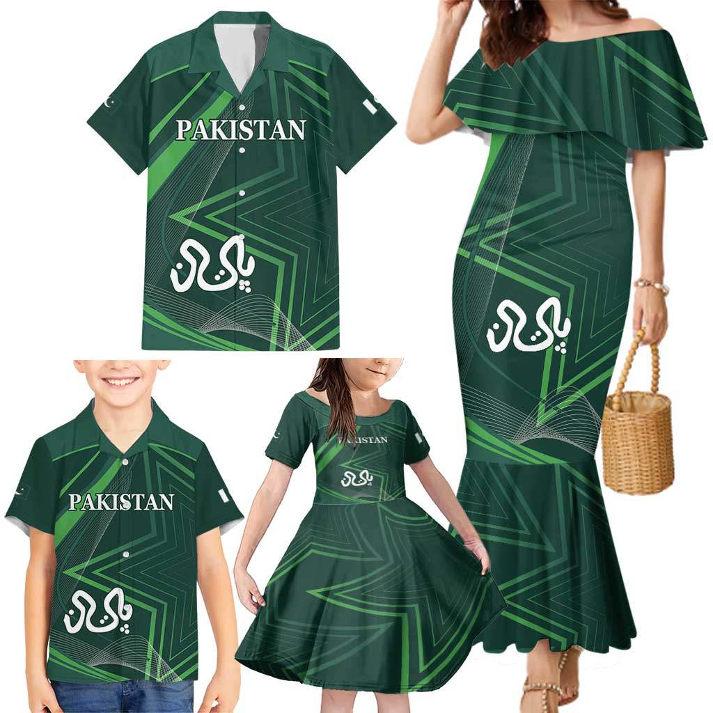 Custom Pakistan Cricket Family Matching Mermaid Dress and Hawaiian Shirt Go Shaheens Sporty Version