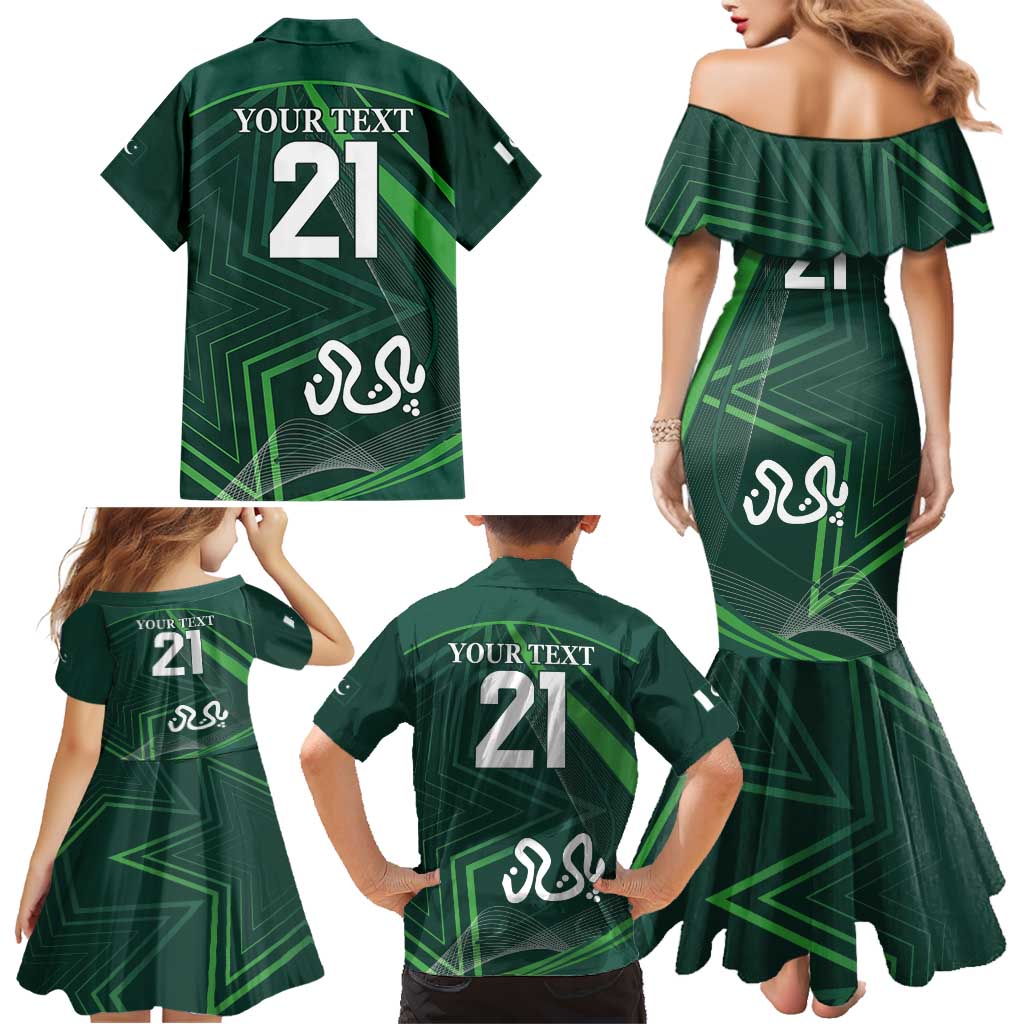 Custom Pakistan Cricket Family Matching Mermaid Dress and Hawaiian Shirt Go Shaheens Sporty Version