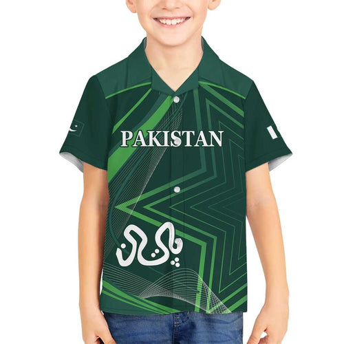 Custom Pakistan Cricket Family Matching Off The Shoulder Long Sleeve Dress and Hawaiian Shirt Go Shaheens Sporty Version