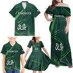 Custom Pakistan Cricket Family Matching Off Shoulder Maxi Dress and Hawaiian Shirt Go Shaheens Sporty Version
