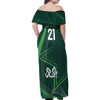 Custom Pakistan Cricket Family Matching Off Shoulder Maxi Dress and Hawaiian Shirt Go Shaheens Sporty Version