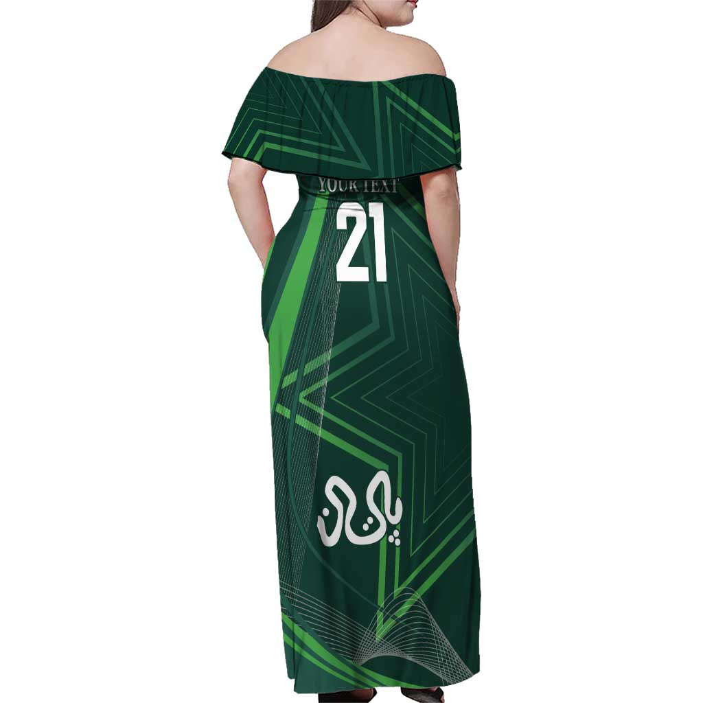 Custom Pakistan Cricket Family Matching Off Shoulder Maxi Dress and Hawaiian Shirt Go Shaheens Sporty Version