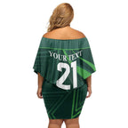 Custom Pakistan Cricket Family Matching Off Shoulder Short Dress and Hawaiian Shirt Go Shaheens Sporty Version