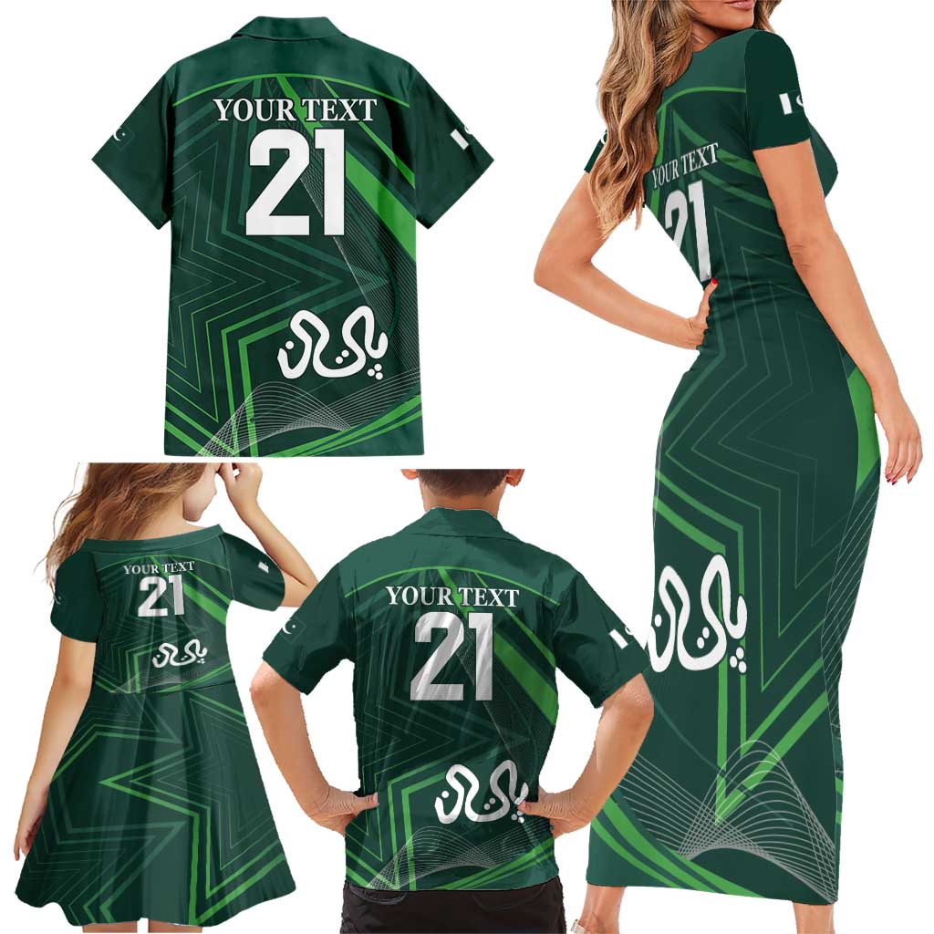 Custom Pakistan Cricket Family Matching Short Sleeve Bodycon Dress and Hawaiian Shirt Go Shaheens Sporty Version