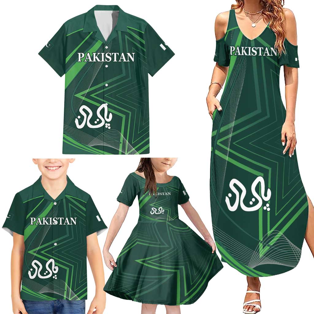 Custom Pakistan Cricket Family Matching Summer Maxi Dress and Hawaiian Shirt Go Shaheens Sporty Version