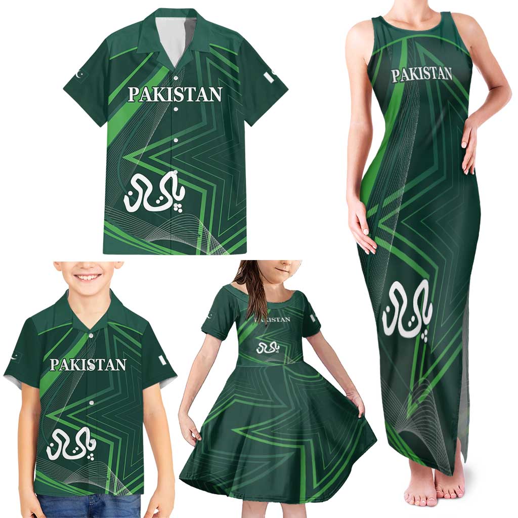 Custom Pakistan Cricket Family Matching Tank Maxi Dress and Hawaiian Shirt Go Shaheens Sporty Version