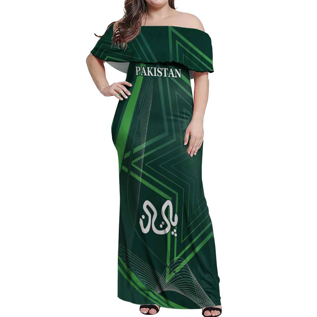 Custom Pakistan Cricket Off Shoulder Maxi Dress Go Shaheens Sporty Version