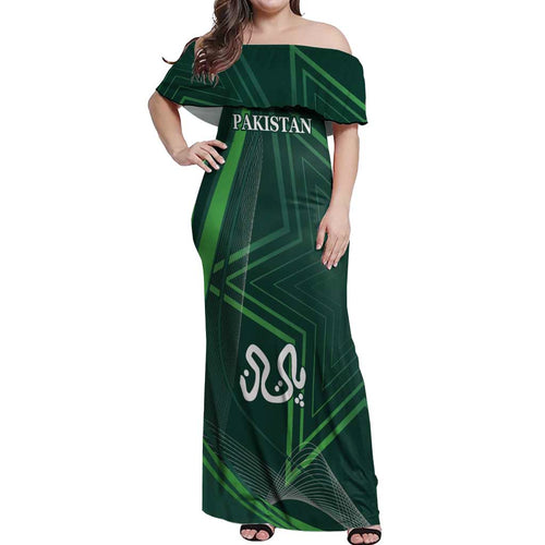 Custom Pakistan Cricket Off Shoulder Maxi Dress Go Shaheens Sporty Version