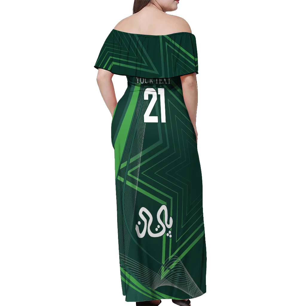 Custom Pakistan Cricket Off Shoulder Maxi Dress Go Shaheens Sporty Version