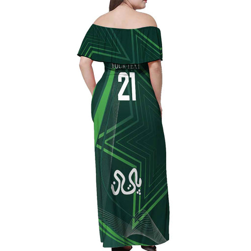 Custom Pakistan Cricket Off Shoulder Maxi Dress Go Shaheens Sporty Version