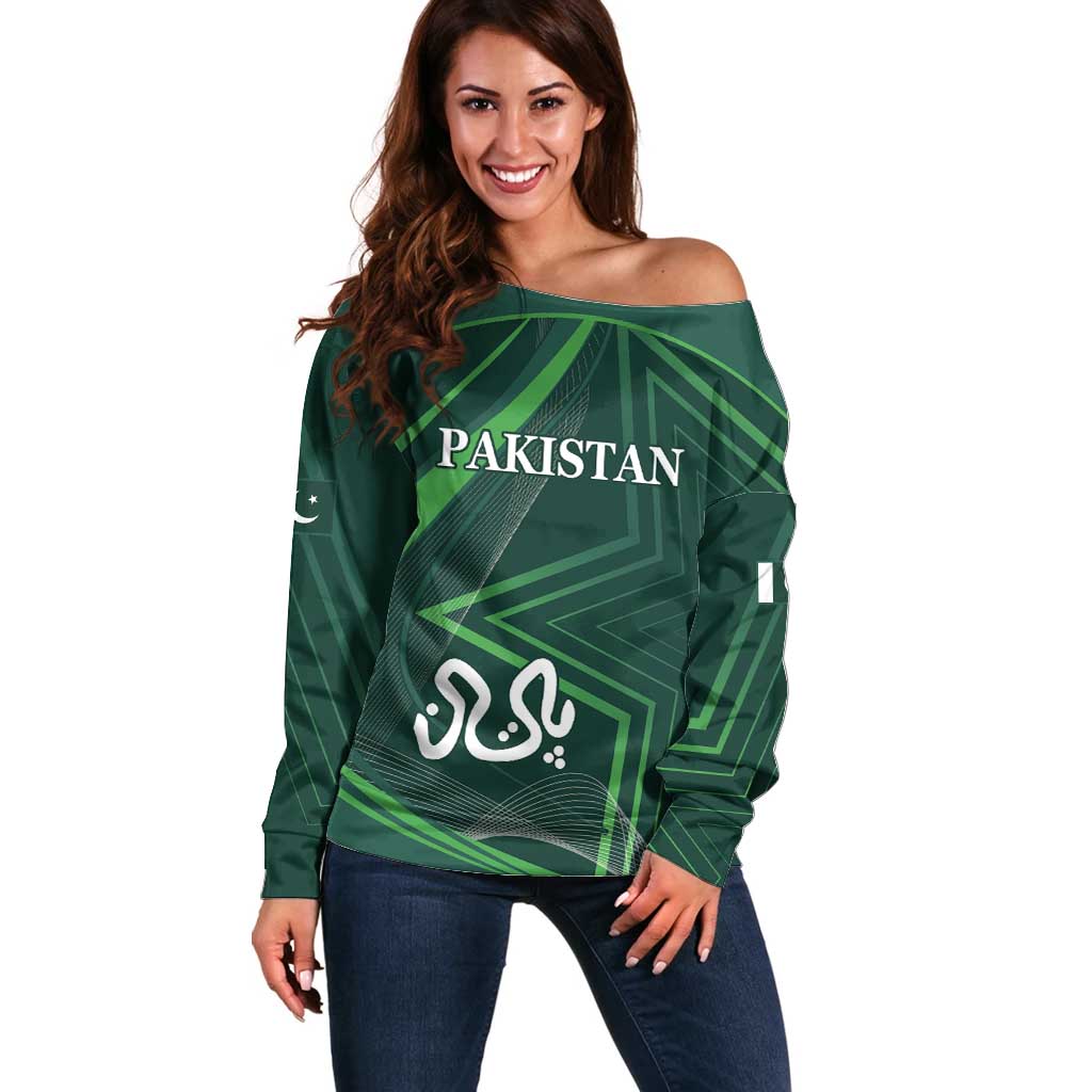 Custom Pakistan Cricket Off Shoulder Sweater Go Shaheens Sporty Version