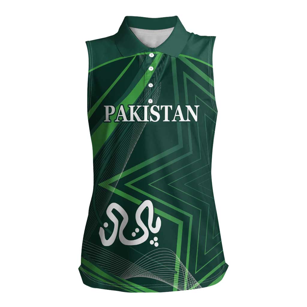 Custom Pakistan Cricket Women Sleeveless Polo Shirt Go Shaheens Sporty Version