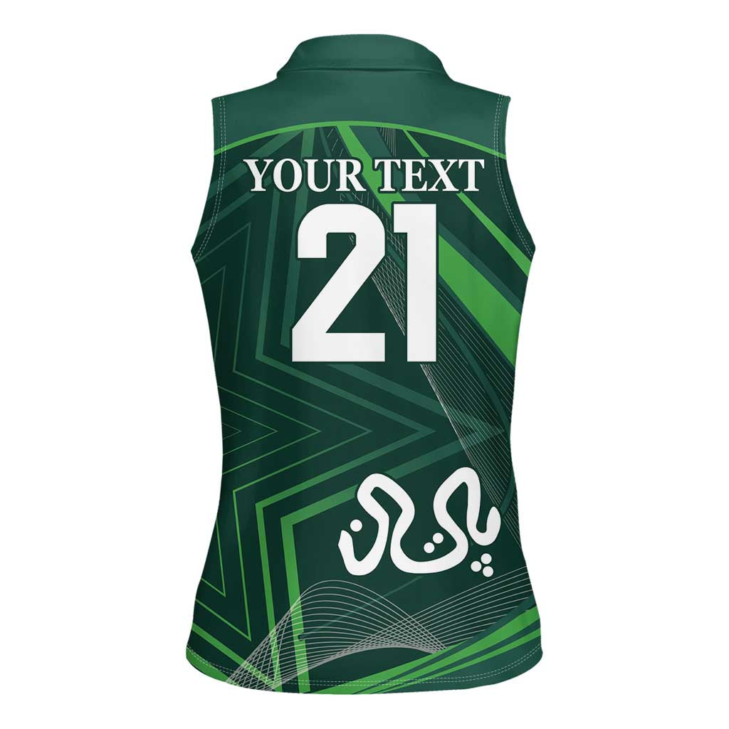 Custom Pakistan Cricket Women Sleeveless Polo Shirt Go Shaheens Sporty Version