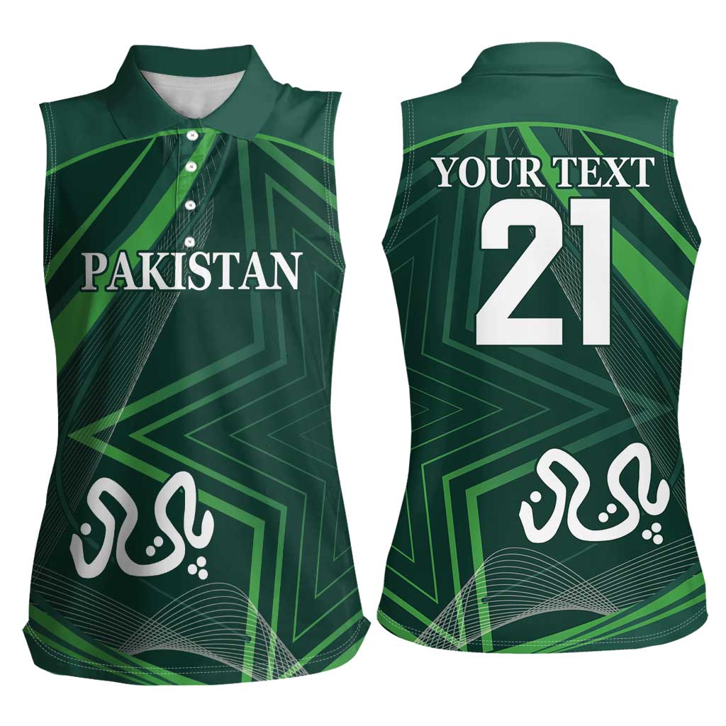 Custom Pakistan Cricket Women Sleeveless Polo Shirt Go Shaheens Sporty Version