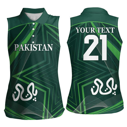 Custom Pakistan Cricket Women Sleeveless Polo Shirt Go Shaheens Sporty Version