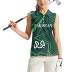 Custom Pakistan Cricket Women Sleeveless Polo Shirt Go Shaheens Sporty Version
